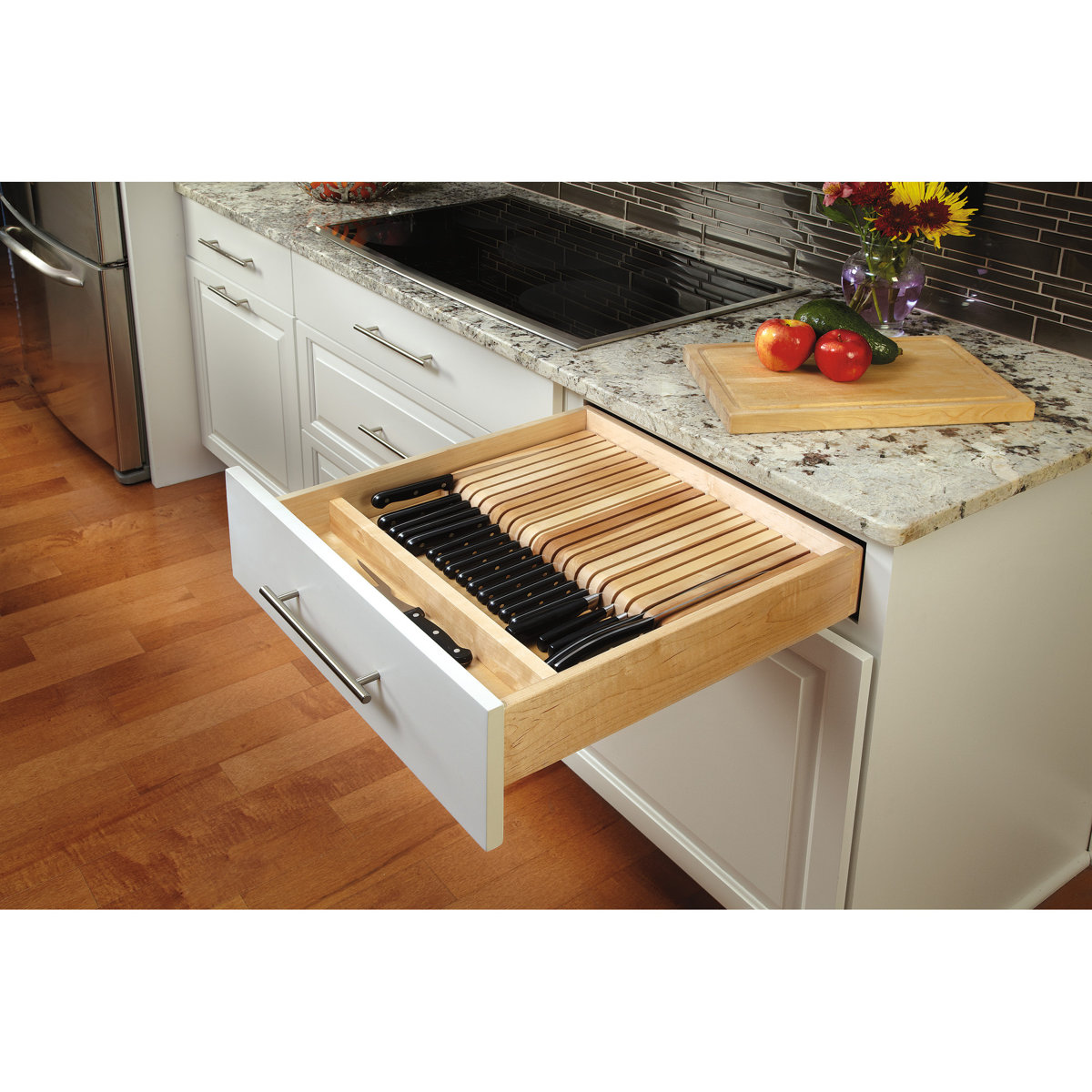 Rev-A-Shelf Wood Trim-to-Fit Knife Block Kitchen Drawer Organizer Insert